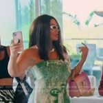 Heather’s green asymmetric top and bermuda shorts on The Real Housewives of Salt Lake City