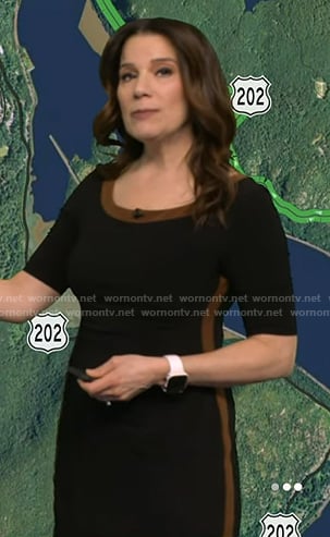 Heather's black contrast trim dress on Good Morning America