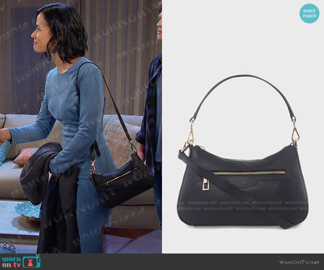 Hobbs Bexley Leather Crossbody Bag worn by Amy Choi (Shi Ne Nielson) on Days of our Lives