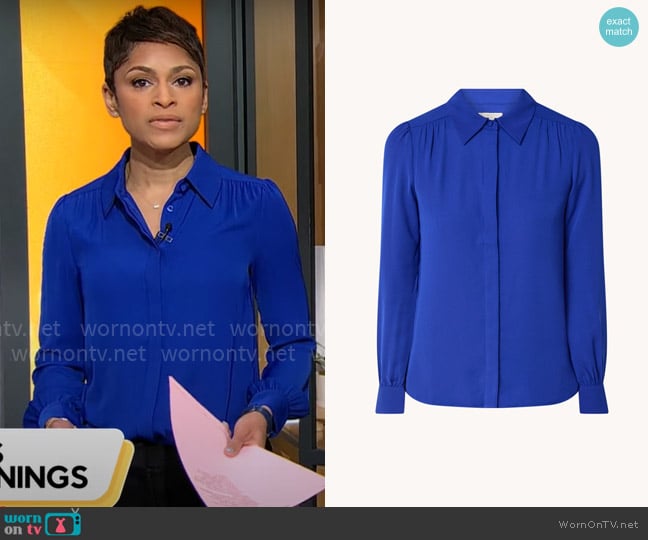 Hobbs Caitlyn Blouse worn by Jericka Duncan on CBS Mornings