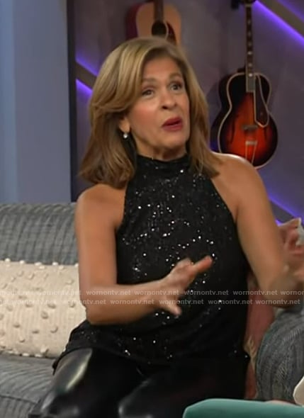 Hoda’s black sequin top on The Kelly Clarkson Show