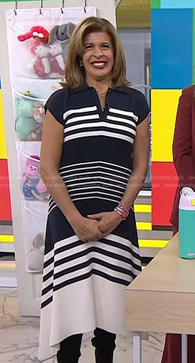 Hoda’s navy striped midi dress on Today