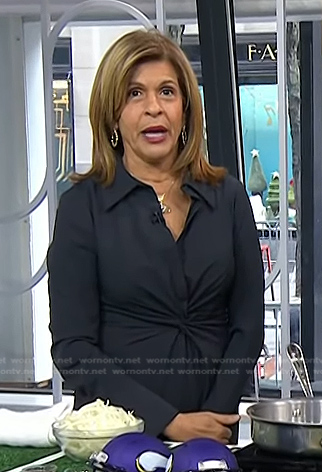 Hoda's navy twist front shirtdress on Today