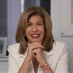 Hoda’s white pinstripe blazer and pant suit on Today