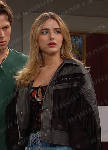 Holly's black fringe leather jacket on Days of our Lives