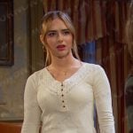 Holly’s white embroidered henley top on Days of our Lives