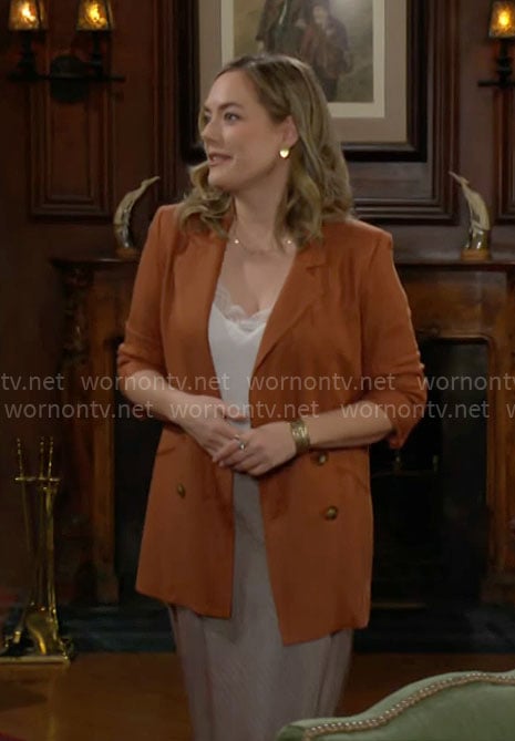 Hope's rust brown blazer on The Bold and the Beautiful