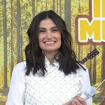 Idina Menzel’s white embellished embroidered top on Today