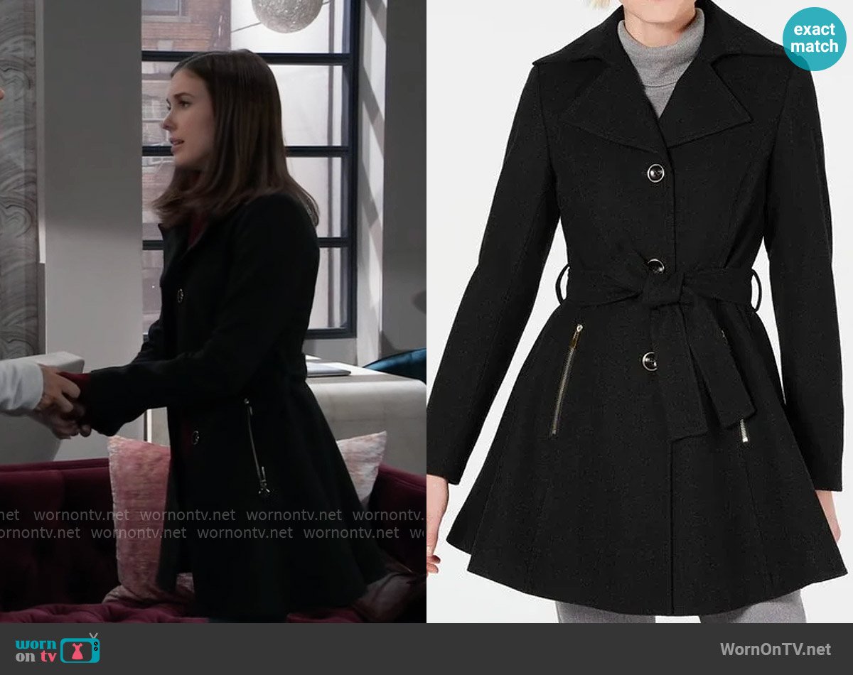 INC International Concepts Skirted Walker Coat worn by Willow Tait (Katelyn MacMullen) on General Hospital