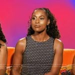 Issa Rae’s black rhinestone embellished top and skirt on E! News