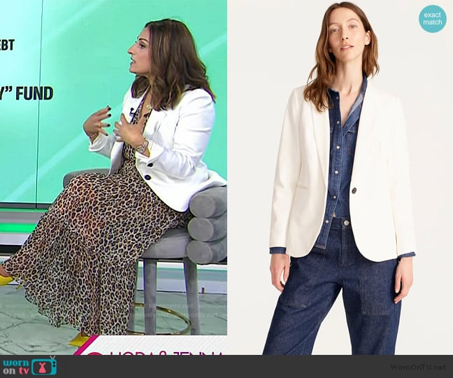 J. Crew Parke blazer in bi-stretch cotton worn by Farnoosh Torabi on Today