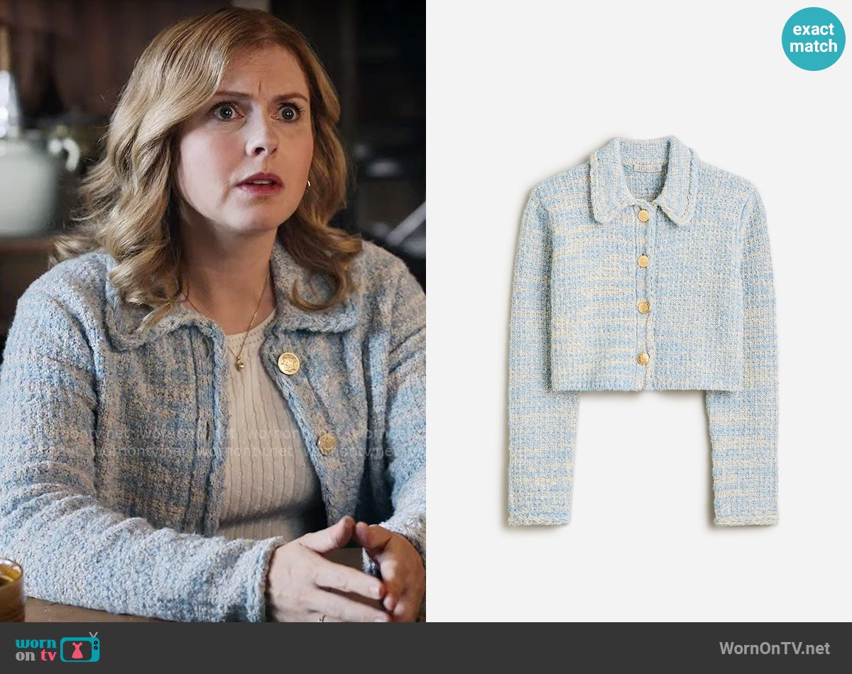 J. Crew Textured cropped lady jacket in space-dyed yarn worn by Sam (Rose McIver) on Ghosts