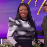 Janelle James’s stripe pointed shoulder top on The Jennifer Hudson Show