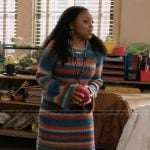 Janine’s blue stripe rib knit dress on Abbott Elementary