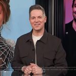 Jason’s brown button front jacket on E! News