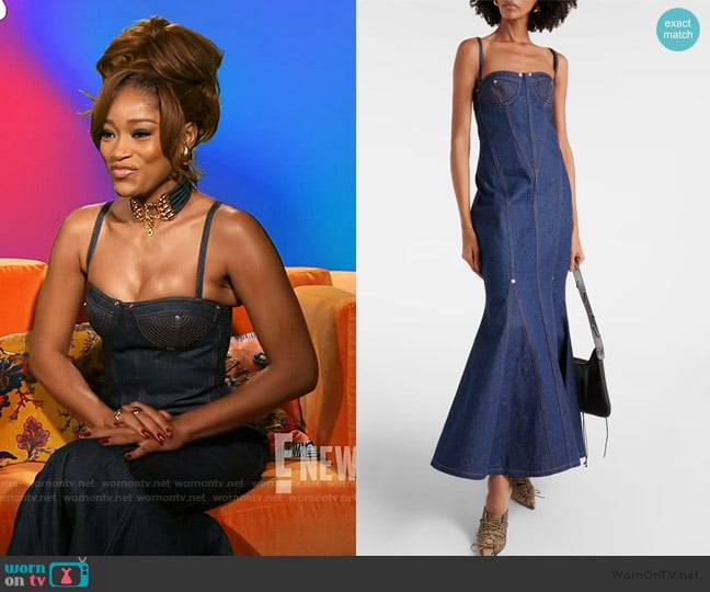 Jean Paul Gaultier Denim maxi dress worn by Keke Palmer on E! News