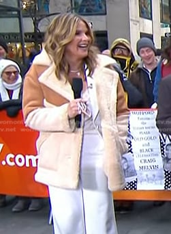 Jenna’s camel suede shearling jacket coat on Today