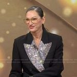 Jenna Lyons’s black crystal embellished collar blazer on Today