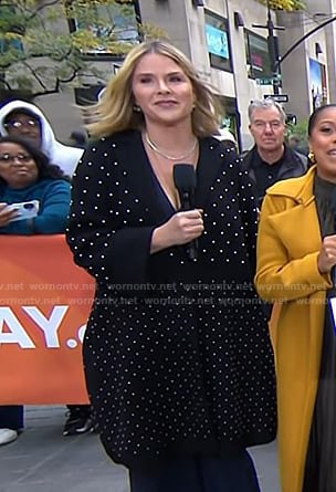 Jenna’s black pearl embellished coat on Today