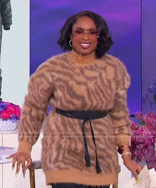 Jennifer's leopard print cashmere dress on The Jennifer Hudson Show