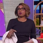 Jennifer’s black contrast bell sleeve dress on The Jennifer Hudson Show