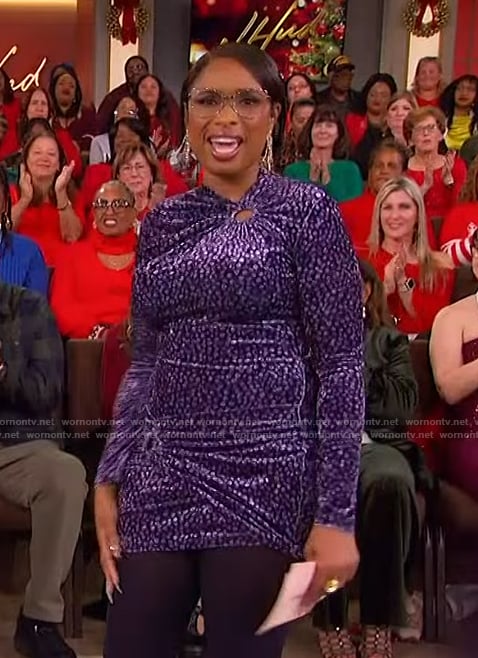 Jennifer's purple ring detail dress on The Jennifer Hudson Show