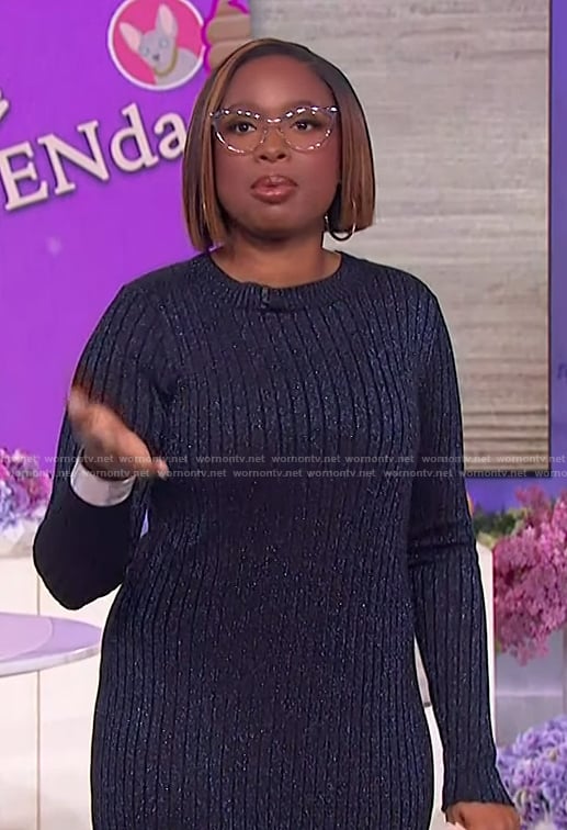 Jennifer’s black ribbed metallic dress on The Jennifer Hudson Show