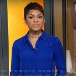 Jericka Duncan’s blue button down blouse on CBS Mornings