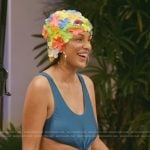 Jessel’s blue twist front swimsuit on The Real Housewives of New York City