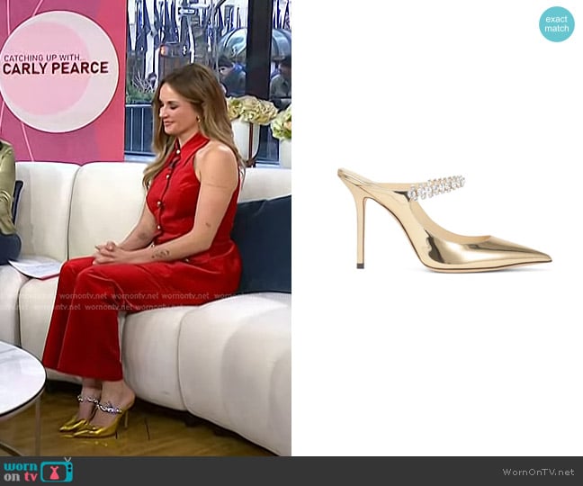 Jimmy Choo Bing Leather Mules worn by Carly Pearce on Today