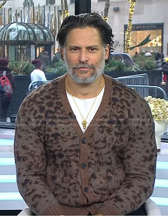 Joe Manganiello’s brown animal print cardigan on Today