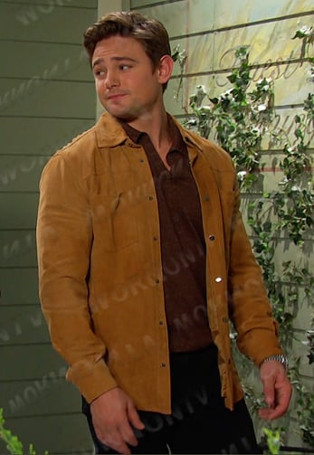 Johnny's brown polo and beige suede shirt jacket on Days of our Lives