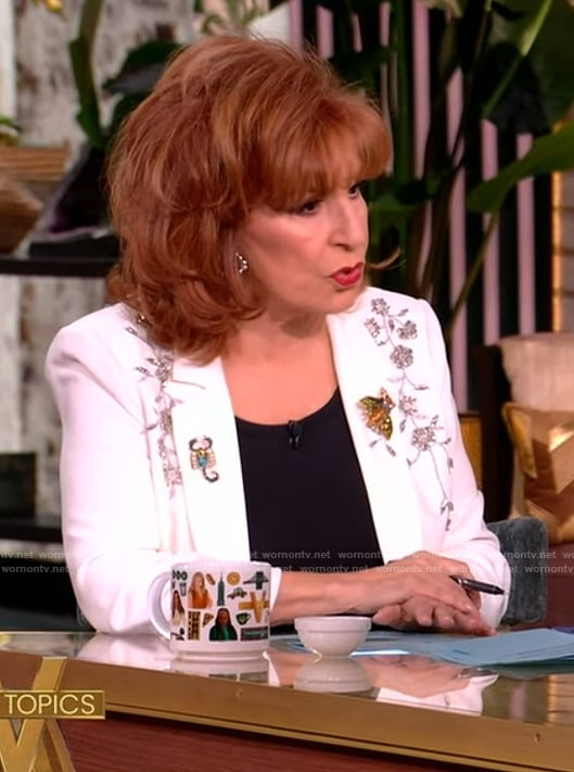 Joy's white embellished blazer on The View