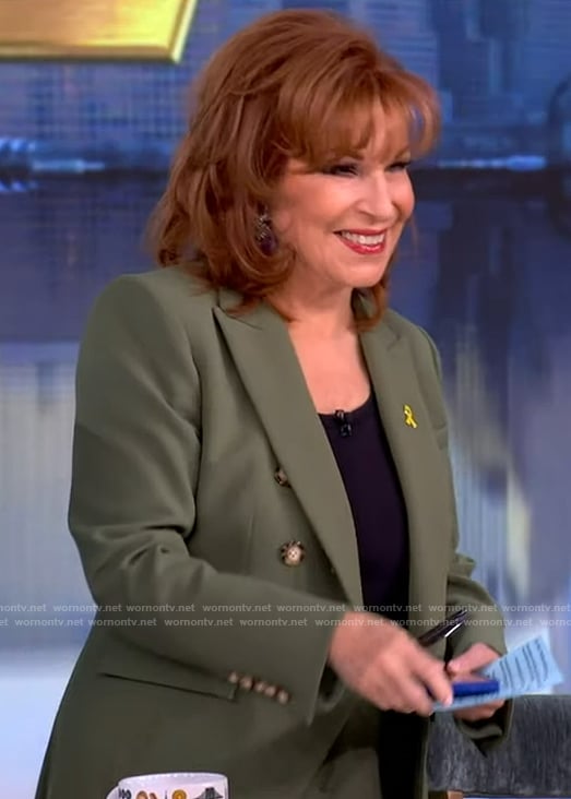 Joy's green double breasted blazer and pants on The View