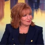 Joy’s navy double breasted blazer on The View