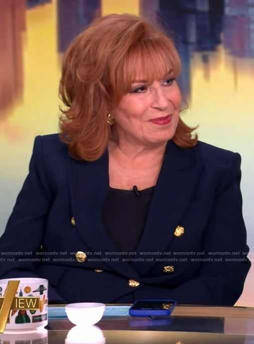 Joy's navy double breasted blazer on The View
