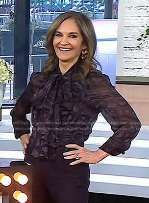 Joy’s purple print tie neck blouse on Today