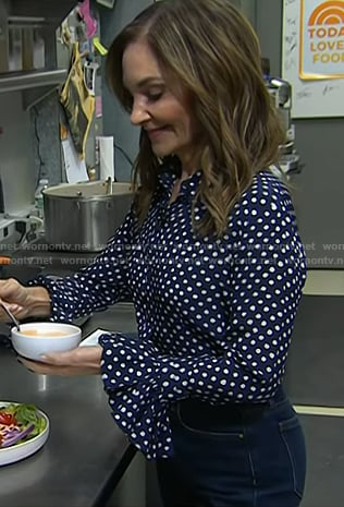 Joy's blue polka dot blouse on Today