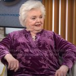 June Squibb’s purple velvet top on CBS Mornings