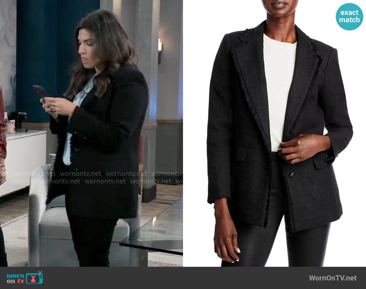 Brook Lynn’s black tweed blazer on General Hospital