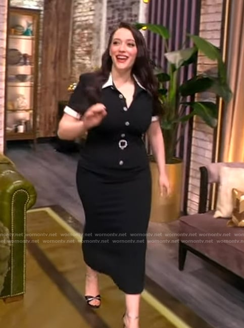 Kat Dennings' black contrast dress on The View