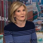 Kate Snow's navy zig-zag stripe dress on NBC News Daily