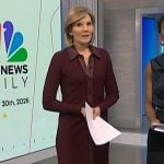 Kate’s burgundy leather trim dress on NBC News Daily