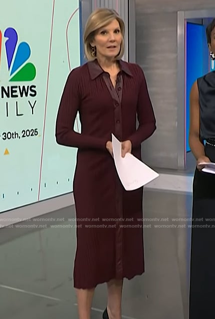 Kate's burgundy leather trim dress on NBC News Daily