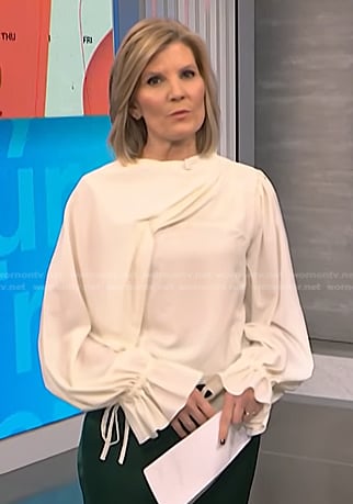 Kate’s white draped blouse on NBC News Daily