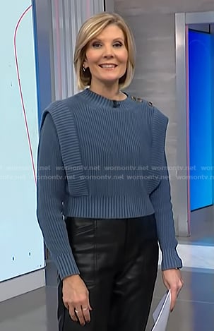 Kate's blue button shoulder knit sweater on NBC News Daily