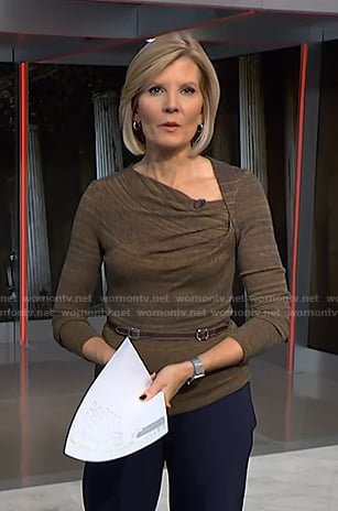 Kate's brown asymmetric neck top on NBC News Daily