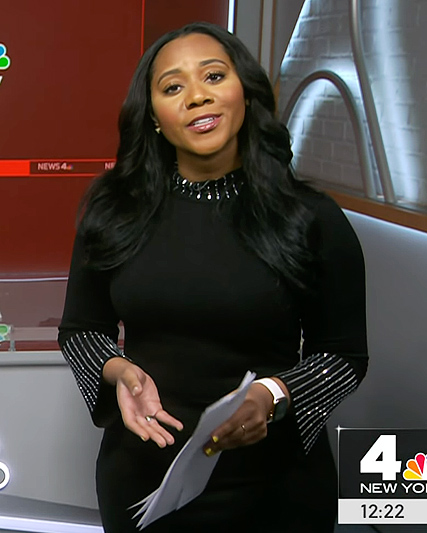 Kay's black embellished dress on NBC News Daily