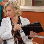 Kayla’s black floral print dress on Days of our Lives