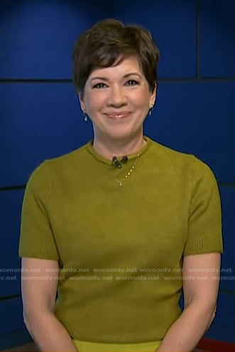 Kelly Cobiella’s green short sleeve sweater on Today